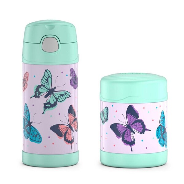 Thermos FUNtainer? Vacuum Insulated Food Jar & Drink Bottle Set - Mint Butterfly