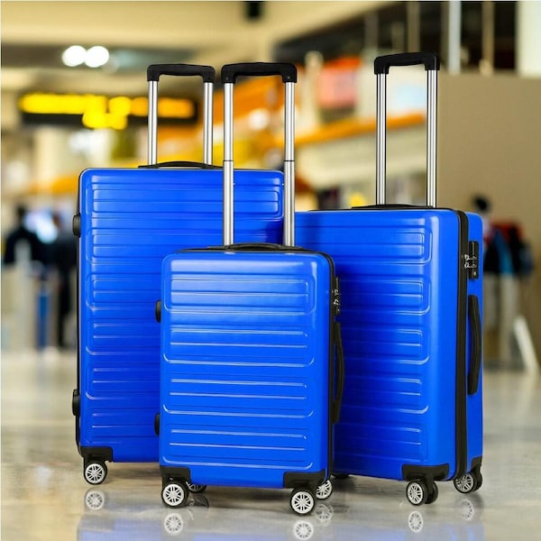 ALFORDSON 20" 24" 28" 3pc Luggage Trolley Sets Suitcase Travel TSA Carry On Hard Case Lightweight Blue