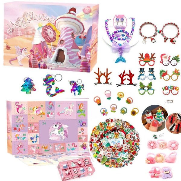 Christmas countdown hand-torn blind box girls Christmas gift accessories unicorn DIY toys