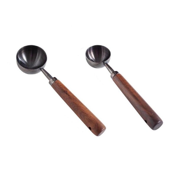 2pcs Walnut Coffee Measuring Spoon Long Handle Baking Milk Powder Spoon Set