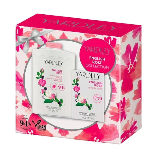 Yardley London English Rose 2 Piece Gift Set - Body Powder 200g & Soap 100g