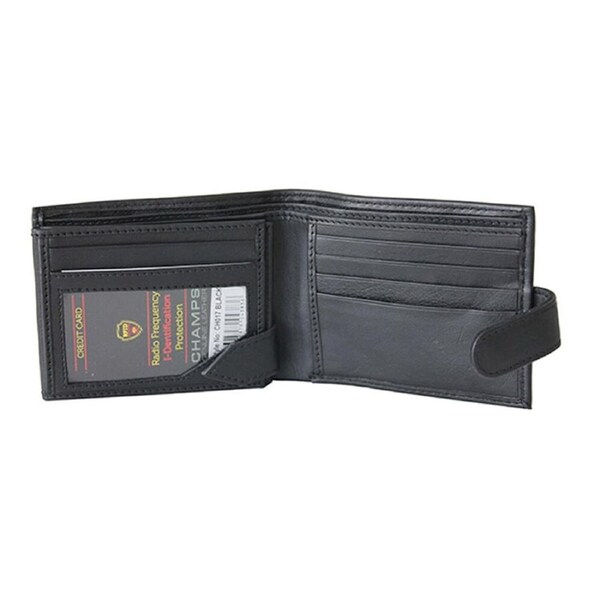 Champs Smart Leather Mens 12cm Multi Pocket Cash/RFID Wallet Holder Black