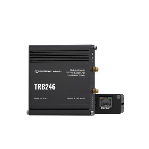Teltonika TRB246 Industrial IoT Gateway, 4G/LTE(Cat 4), Dual SIM, Auto-Failover, Backup WAN, Supports DNP3, DLMS, Modbus, PSU excluded TRB246100300