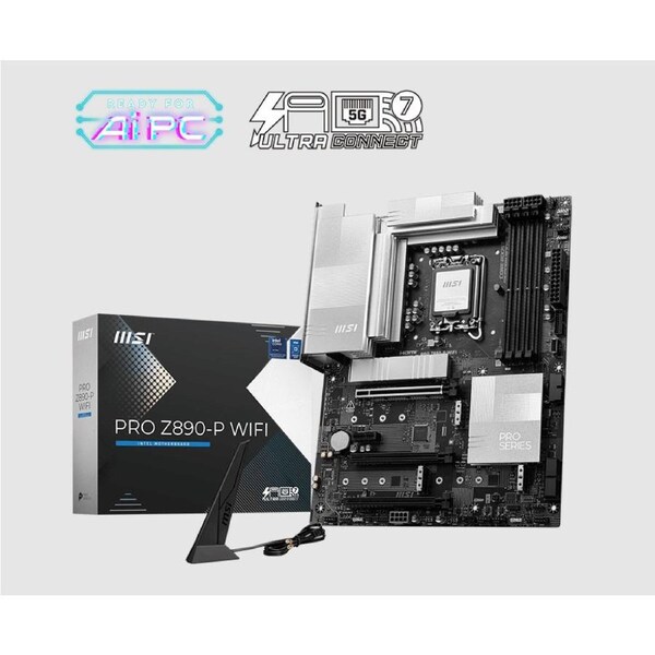 MSI PRO Z890-P WIFI INTEL Z890 Motherboard, 4x DDR5 256GB, 3x PCI-E x 16, 1x PCI-E x 1, 4x M.2, 4x SATA 6G, 3x USB 3, 1x USB-C, 4x USB 2