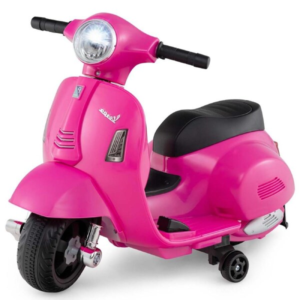 Costway 12V Electric Motorcycle Licensed VESPA Ride On Motorbike 3-Wheel Toy Car Birthday Gift Pink