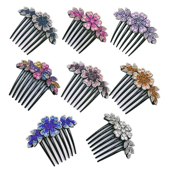 8Pack Rhinestone Hair Comb Non-Slip Simple All-Match Hair Accessories Fork Comb