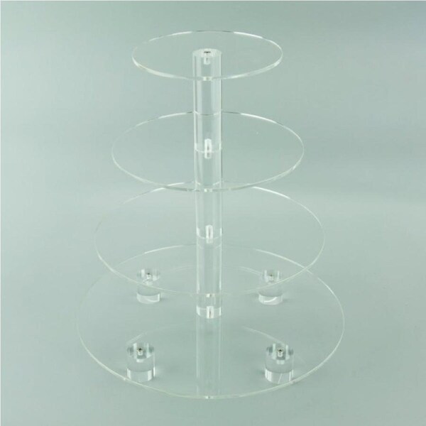 4 Tier Round 4mm Thick Cupcake Stand - Acrylic