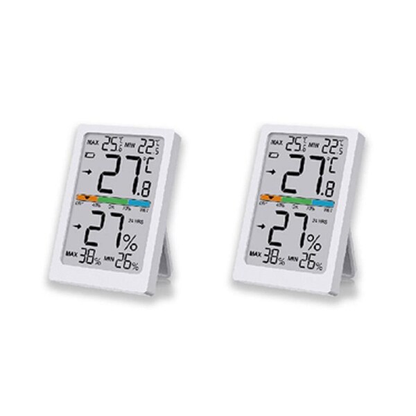 2x Sansai LCD Digital Thermometer & Humidity Monitor Wall Mounted 7x10cm White