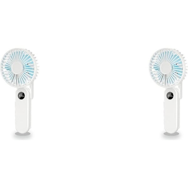 2x Sansai Portable Digital Display USB Charging Folding 5v Fan 20x9cm White
