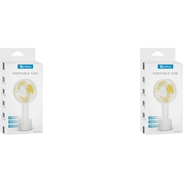 2x Sansai Portable USB Rechargeable 5V Travel Desk/Table Fan 22x10cm White