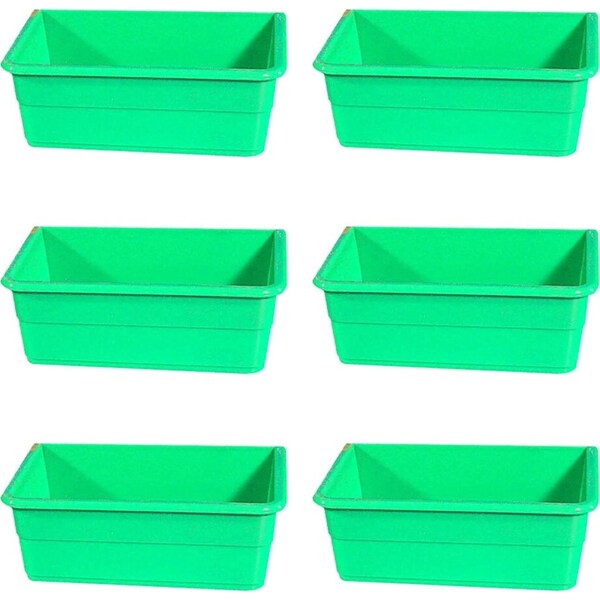 6x ShowMaster Small Rectangle Seed Cup Plastic Bird/Animal Feeder/Waterer Green