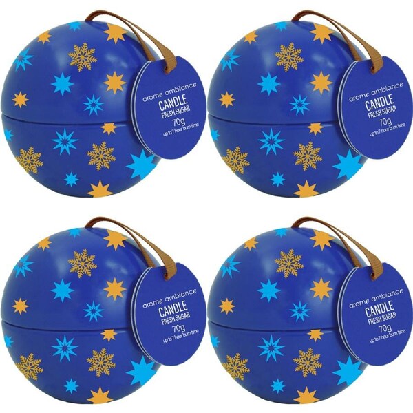 4x Arome Ambiance Christmas Cheer Bauble Scented Candle Home Decor Fresh Sugar
