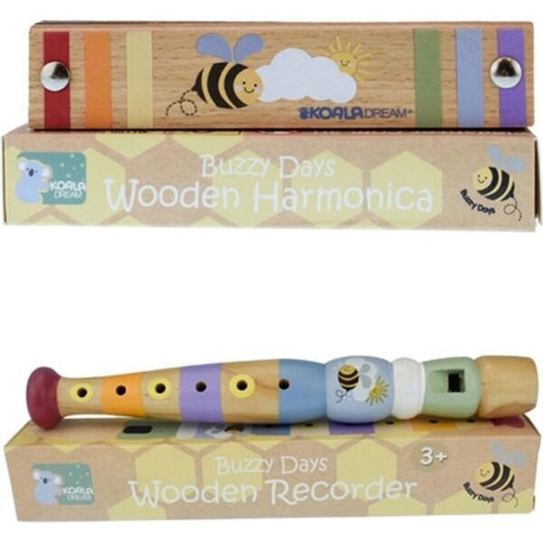 2pc Koala Dream Buzzy Days Bee Rainbow Recorder and Harmonica Kids Toy Set 3y+