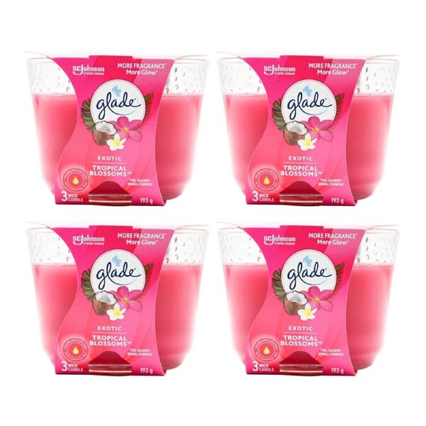 Glade 3 Wick Candle – Exotic Tropical Blossoms 193g (4-Pack)