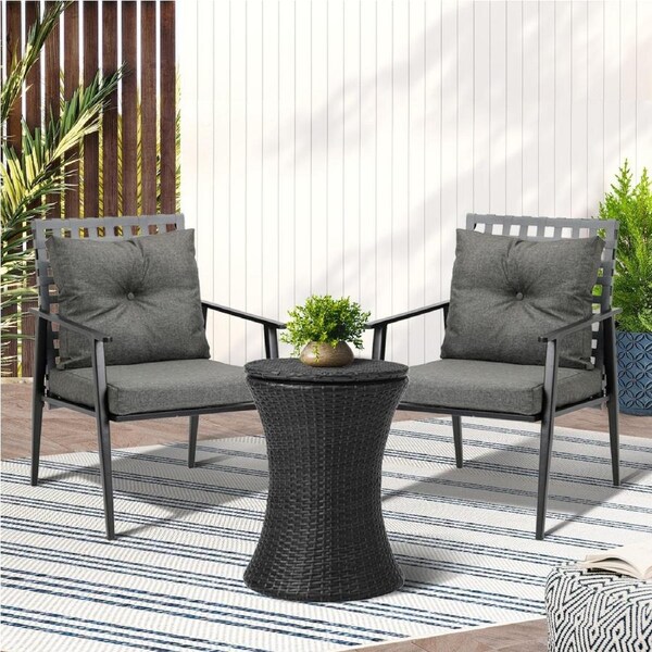 Livsip Outdoor Furniture Setting Ice Bucket Black Table 2 Seater Bistro Set