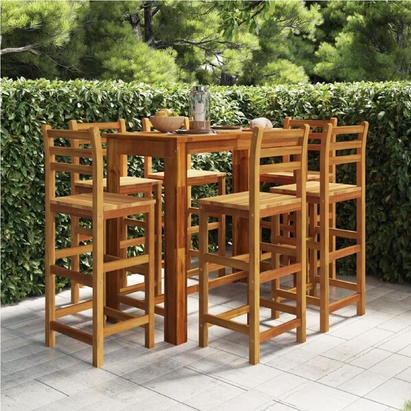 7 Piece Garden Bar Set Solid Wood Acacia vidaXL