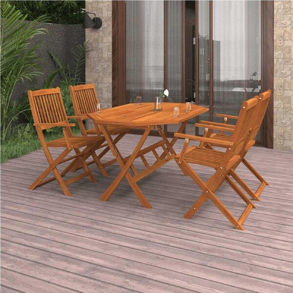 5 Piece Garden Dining Set Solid Acacia Wood vidaXL