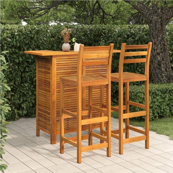 3 Piece Garden Bar Set Solid Wood Acacia vidaXL
