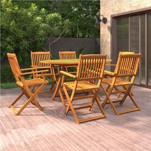 7 Piece Garden Dining Set Solid Wood Acacia vidaXL