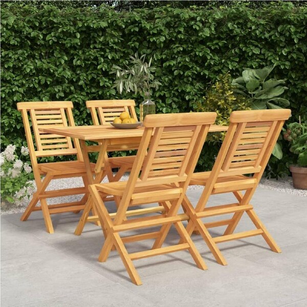 5 Piece Garden Dining Set Solid Wood Teak vidaXL