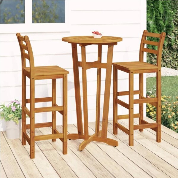 3 Piece Garden Bar Set Solid Wood Acacia vidaXL