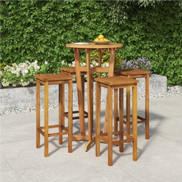 5 Piece Garden Bar Set Solid Wood Acacia vidaXL
