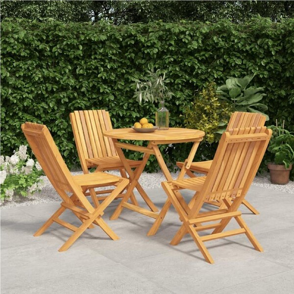 5 Piece Garden Dining Set Solid Wood Teak vidaXL