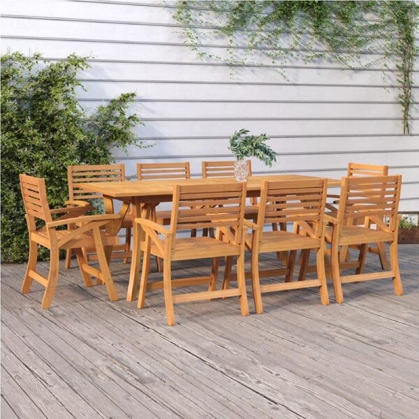 9 Piece Garden Dining Set Solid Wood Acacia vidaXL
