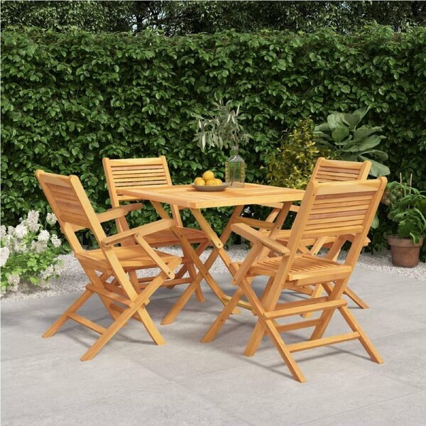 5 Piece Garden Dining Set Solid Wood Teak vidaXL