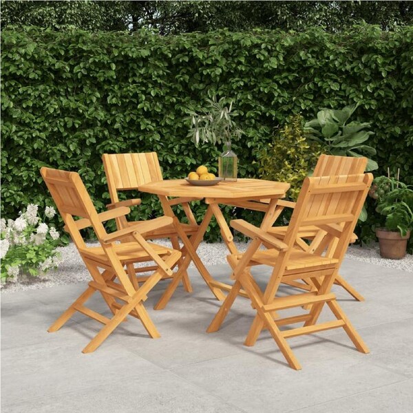 5 Piece Garden Dining Set Solid Wood Teak vidaXL