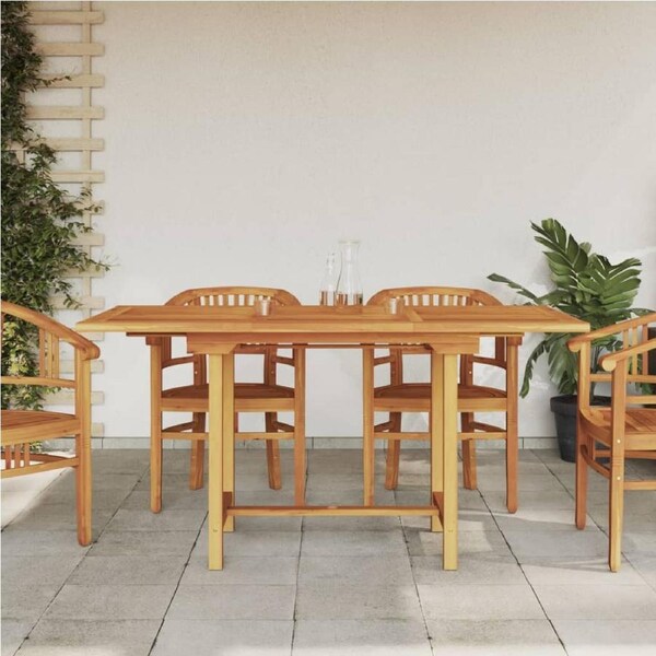 Extending Garden Table 110-160x80x75cm Solid Wood Teak vidaXL