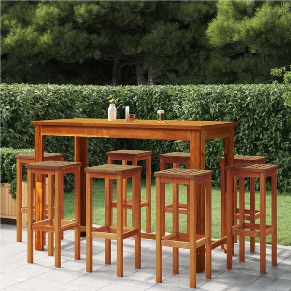 9 Piece Garden Bar Set Solid Wood Acacia vidaXL