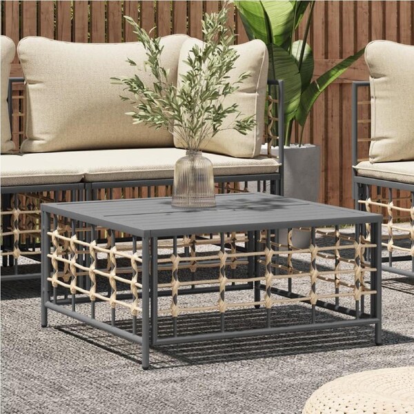 Garden Table Anthracite 70x70x34 cm Poly Rattan vidaXL