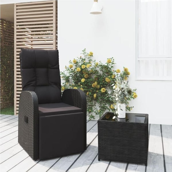2 Piece Garden Lounge Set Black Poly Rattan&Steel vidaXL