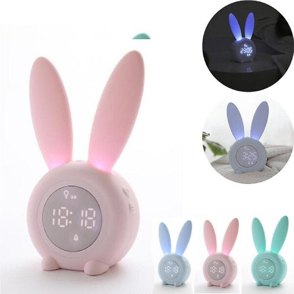 Children's Digital Alarm Clock, Cute Rabbit, Children's Bedroom Night Light, Multifunctional Alarm Clock