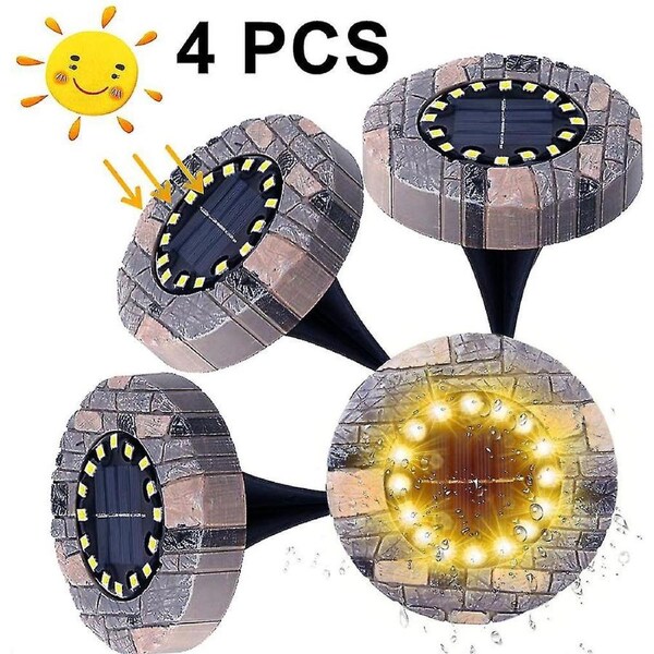 4pcs Ip65 Waterproof Resin Solar Lights Garden 16led Warm White Landscape Lighting Led Recessed Spotlight Floor Light Outdoor For Yard Driveway Lawn