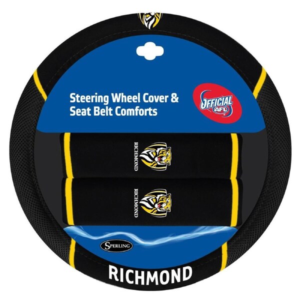 Sperling RICHMOND TIGERS Official AFL Steering Wheel Cover and Seat Belt Cover Set