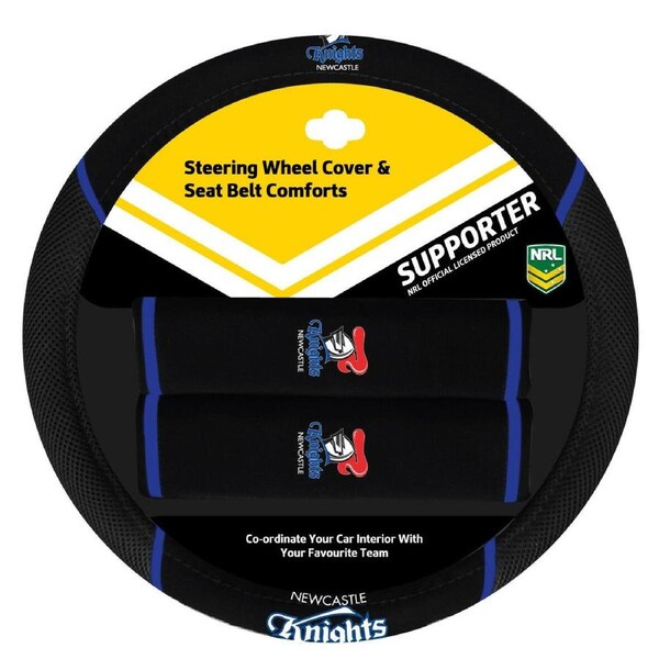 Sperling NEWCASTLE KNIGHTS Official NRL Steering Wheel Cover and Seat Belt Cover Set