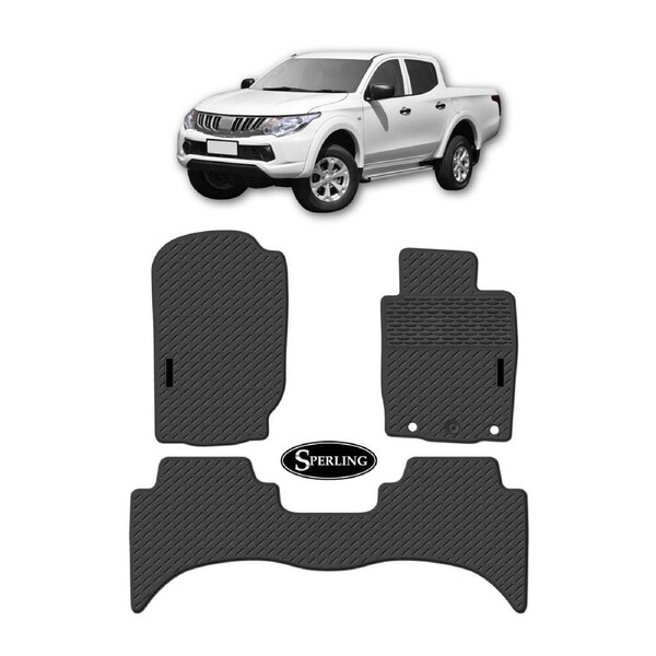 For Mitsubishi Triton (MQ MR) Dual 2015-2023 Custom Car Floor Mats Rubber Black