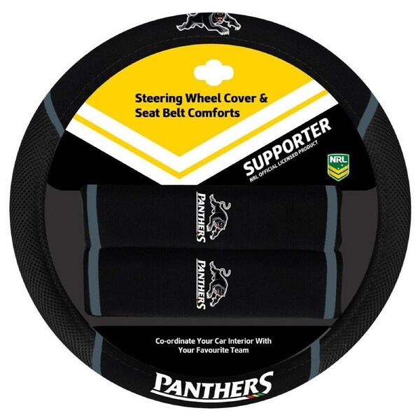 Sperling PENRITH PANTHERS Official NRL Steering Wheel Cover and Seat Belt Cover Set