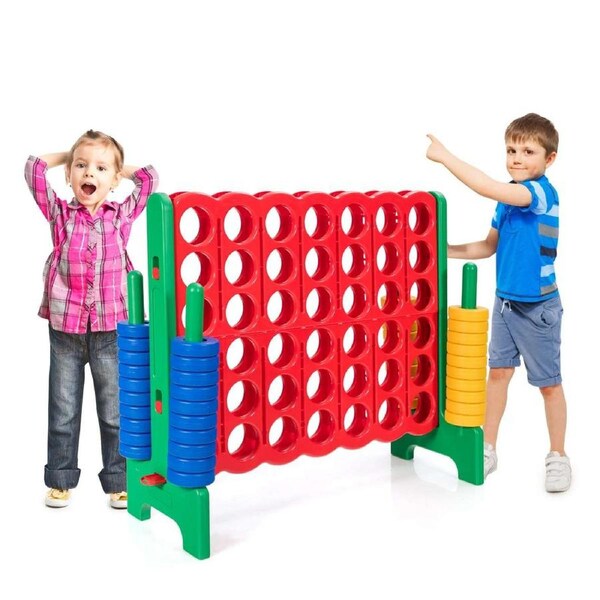 Babyjoy Giant 4-in-a-Row Game Jumbo Kids Adults 4-to-Score Game Set Family Fun Indoor & Outdoor Play Board Game Green