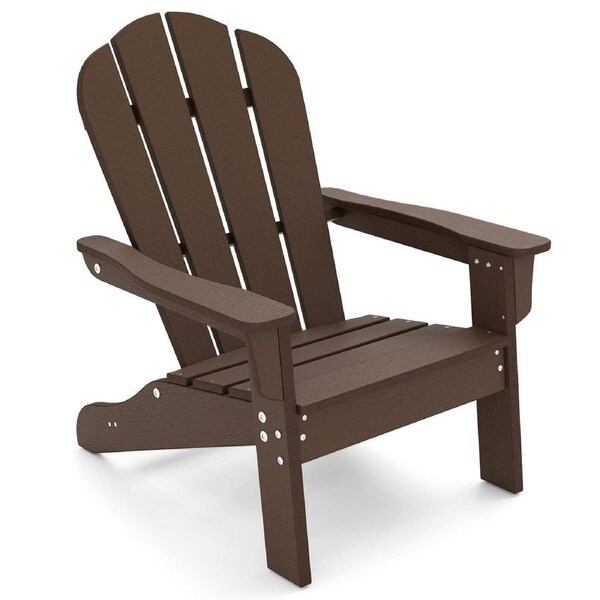 Costway All-Weather Adirondack Chair Outdoor Patio Furniture Beach Garden Brown