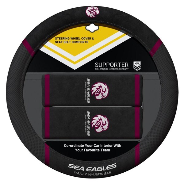 Sperling MANLY SEA EAGLES NRL Official Steering Wheel Cover and Seat Belt Cover Set