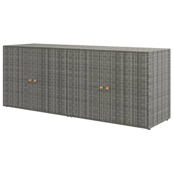 Garden Storage Cabinet Grey 198x55.5x80 cm Poly Rattan Garage Tool Sheds Shelf