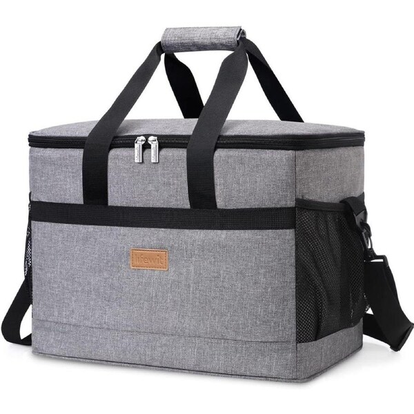 Lifewit 30L (50-Can) Soft Cooler Bag Lunch Bag Box Lunch Boxes, Insulated Thermal Travel Bag, Soft-Sided Cooling Bag for Beach/Picnic/Camping/BBQ, Grey