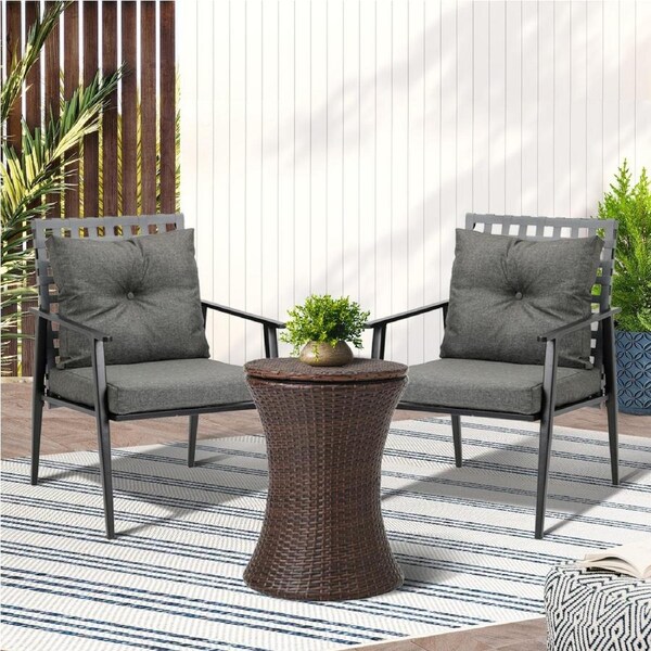 Livsip Outdoor Furniture Setting Ice Bucket Brown Table 2 Seater Bistro Set