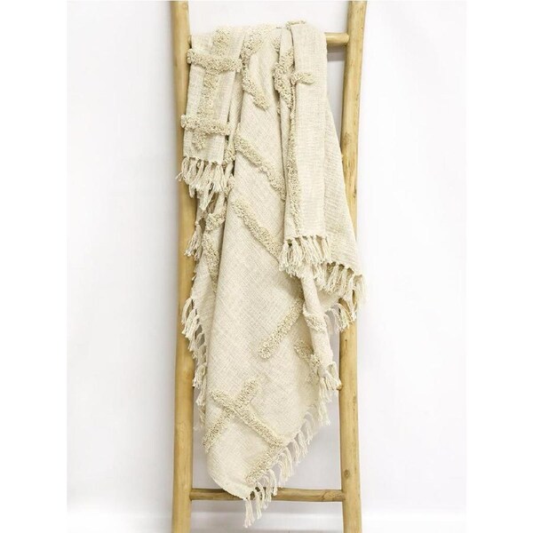 Caliente Throw Blanket with embroidery natural