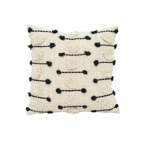 Casabianca Square Embroidered Cushion Natural & Black 45X45CM
