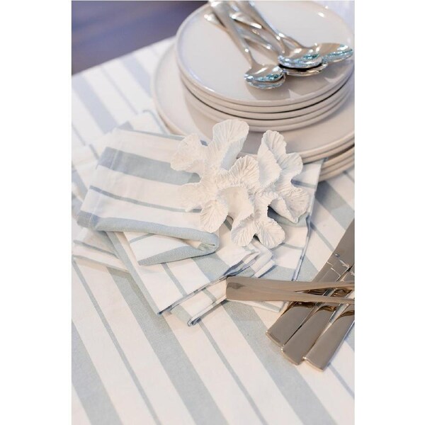 Set of 4 Blue French Stripe Cotton Napkins