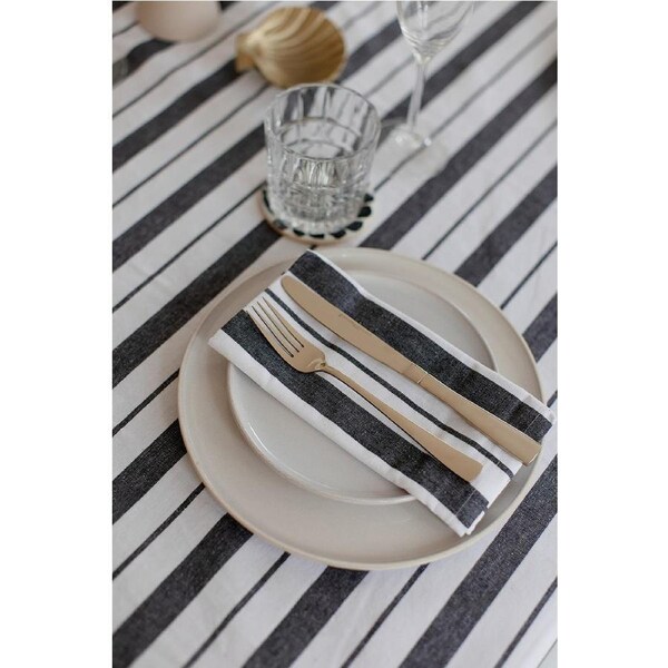 Set of 4 Black French stripe Cotton Napkins